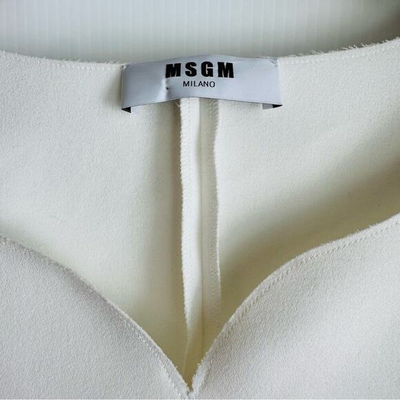 MSGM Cady Sweetheart blouse white long sleeve double crepe cady size 10 US - Picture 5 of 14